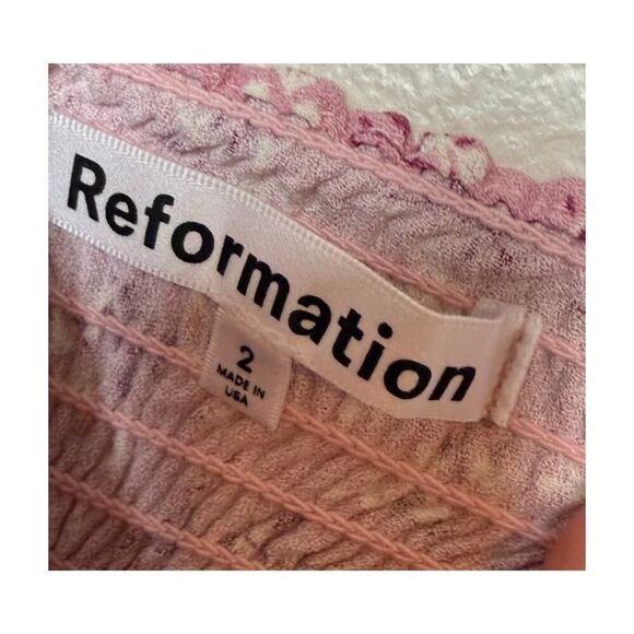 Reformation Rosalie Pink Floral Mini Dress Sz. 2 - Picture 7 of 9